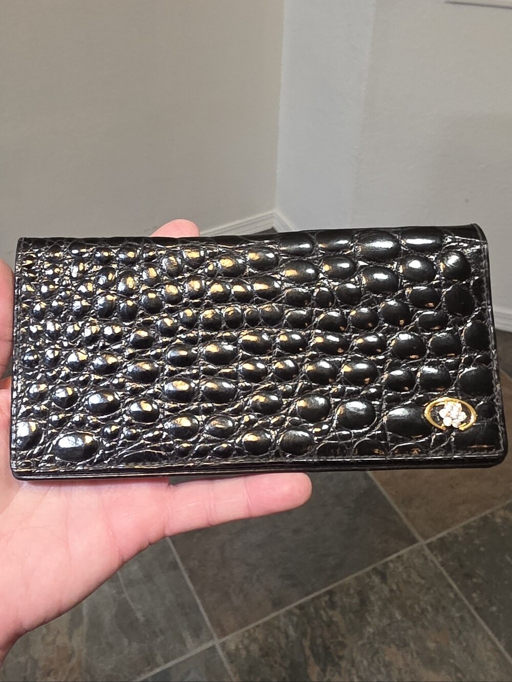 Raffaello Menicucci Italian Crocodile Embossed Leather Continental Wallet - Vtg